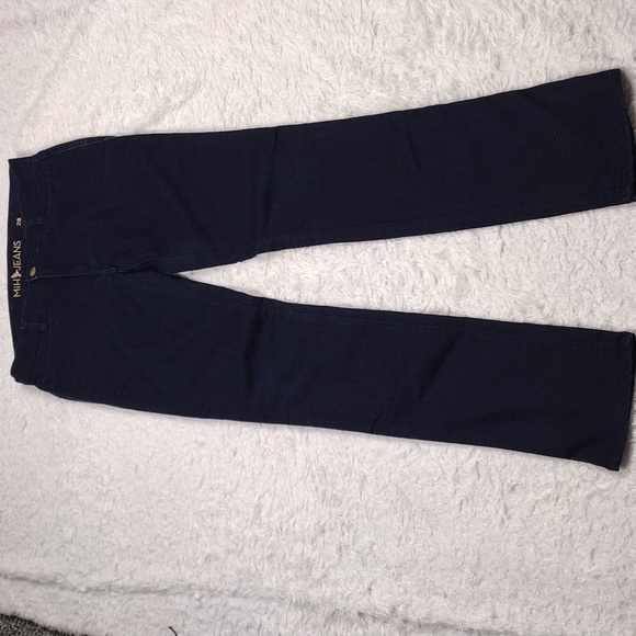 MiH Jeans The Oslo Blue Kara Dark Wash Four Pocket Mid Rise Long Slim Leg Jean - Picture 2 of 14